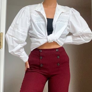 Vintage 1970s White Boho Victorian women shirt